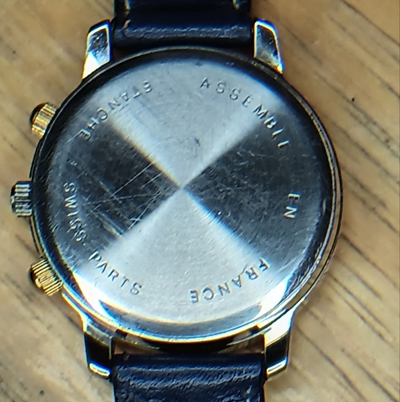 Rare French made world watch Swiss movement silver tone case gold bezel - Picture 4 of 11